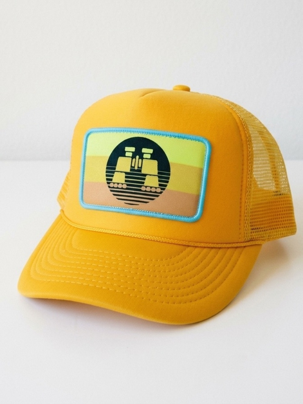 Cobra Trucker Hat Mustard Yellow Retro Binocular Patch Snapback Mesh Cap OSFM